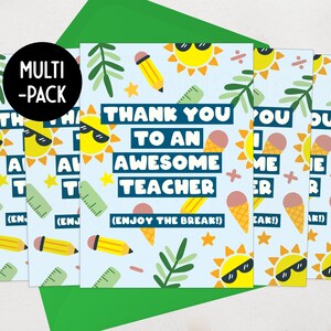 Paquet de cartes d’enseignant de remerciement avec enveloppes | Multipack, Bundle | chef d’établissement, préposé à la maternelle, travailleur clé, tuteur | Amusant, effronté, mignon