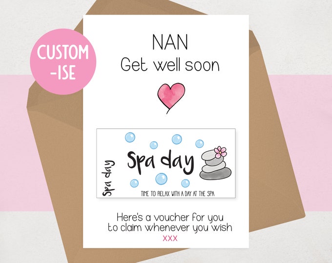 Get Well Card || Personalised || Voucher || Get Well Soon Gift || Cheer Up Gift || Coupon