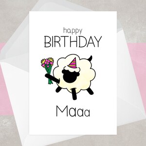 SALE Funny Birthday Card for Mum, Mummy, Ma | Sheep, Flowers, Wales, Welsh | Cute, Cheeky, Pun | Include Birthday Gift Voucher