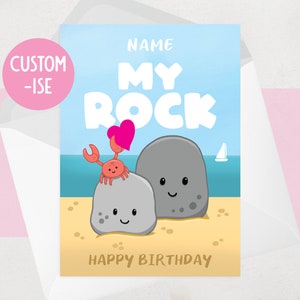 Carte d'anniversaire personnalisée pour lui, pour elle, pour mari, pour femme, petit ami, petite amie - My Rock - Carte d'anniversaire mignonne et chèque-cadeau