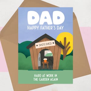 Funny Father&#39;s Day Card: Garden Shed Man Cave Design