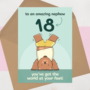Carte du 18e anniversaire de neveu - Jolie carte de 18e anniversaire pour neveu - Le monde à vos pieds, liberté, drôle de carte de 18e anniversaire