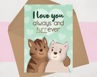 I Love You Card | Anniversary | Valentine's Day | Romantic Cat Pun
