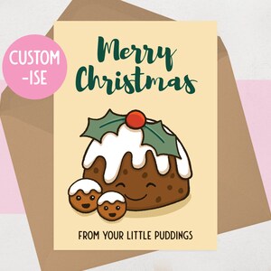 Carte de Noël de bébé, enfant, enfant | Pour maman, papa, papa, parents, grand-mère, grand-père, grands-parents | Joli pudding de Noël