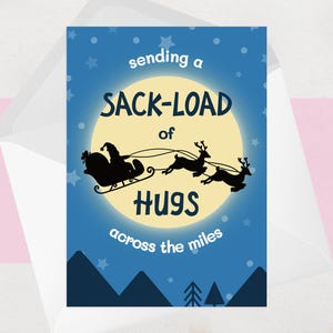 Carte de Noël Across the Miles - Un ami ou un parent de longue distance - Envoyer des câlins à Noël - sincère, traditionnel