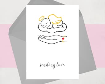Baby Loss Sympathy Card, Angel Baby Miscarriage Stillbirth Card, Sending Love, Thinking of you
