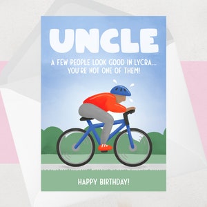 Drôle de carte d’anniversaire de cyclisme pour oncle, Lycra, MAMIL | Carte d’anniversaire d’oncle vélo effronté