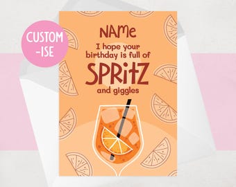 Carte d'anniversaire personnalisée Spritz - Carte d'anniversaire cocktail amusante pour elle - Spritz coquin et fou rire