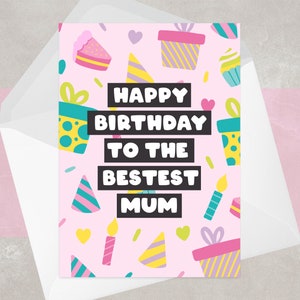 Birthday Card for Mum | Fun Cute Mum Birthday Card | Happy Birthday best mum | Card & Gift Voucher | Illustrated Card