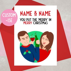 Carte de Noël amusante pour couple, pour amis - fille, fils, beau-frère, tante, oncle, grands-parents - Vin, bière, gin, prosecco - Personnalisée