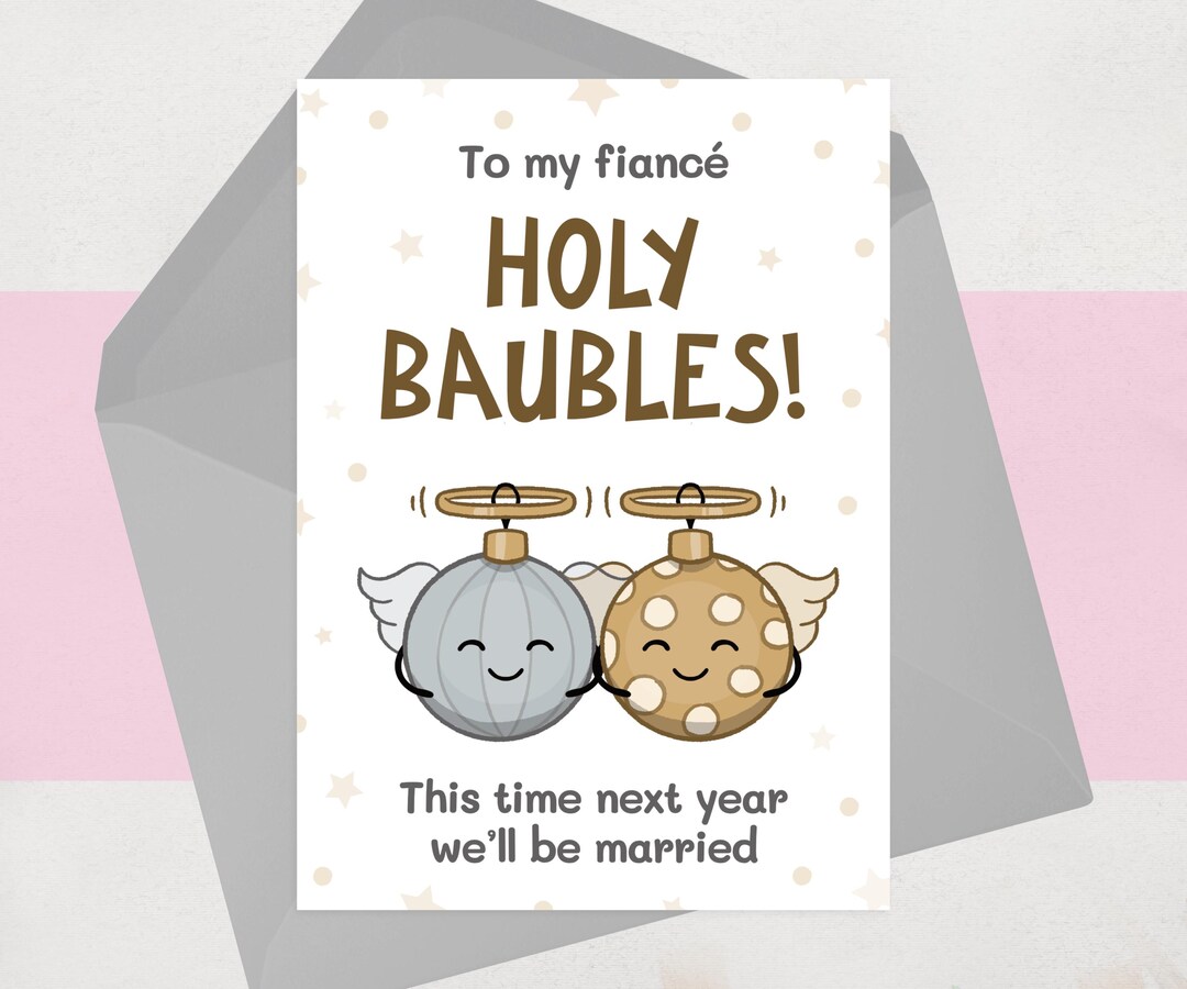 Fiance Christmas Card Funny, Cute Xmas Card for Fiance This Time Next