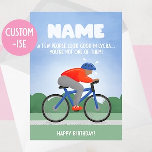 Carte d'anniversaire cycliste amusante pour lui, lycra, MAMIL | Carte d'anniversaire personnalisée de vélo effronté pour compagnon, frère, petit ami, mari