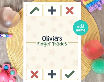 Fidget Trading Mat - Personalised Squishy Trade Board - Laminated Gift or A4 Printable Download
