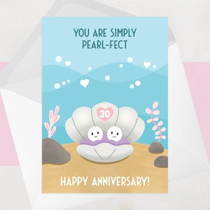 Carte d'anniversaire perle pour elle, pour lui, pour femme, pour mari, pour couple spécial - Jolie carte 30e anniversaire et bon cadeau - 30 ans