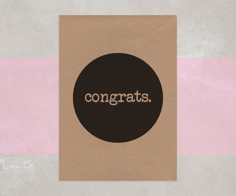 Congratulations Card Congrats Simple Typographic | Etsy