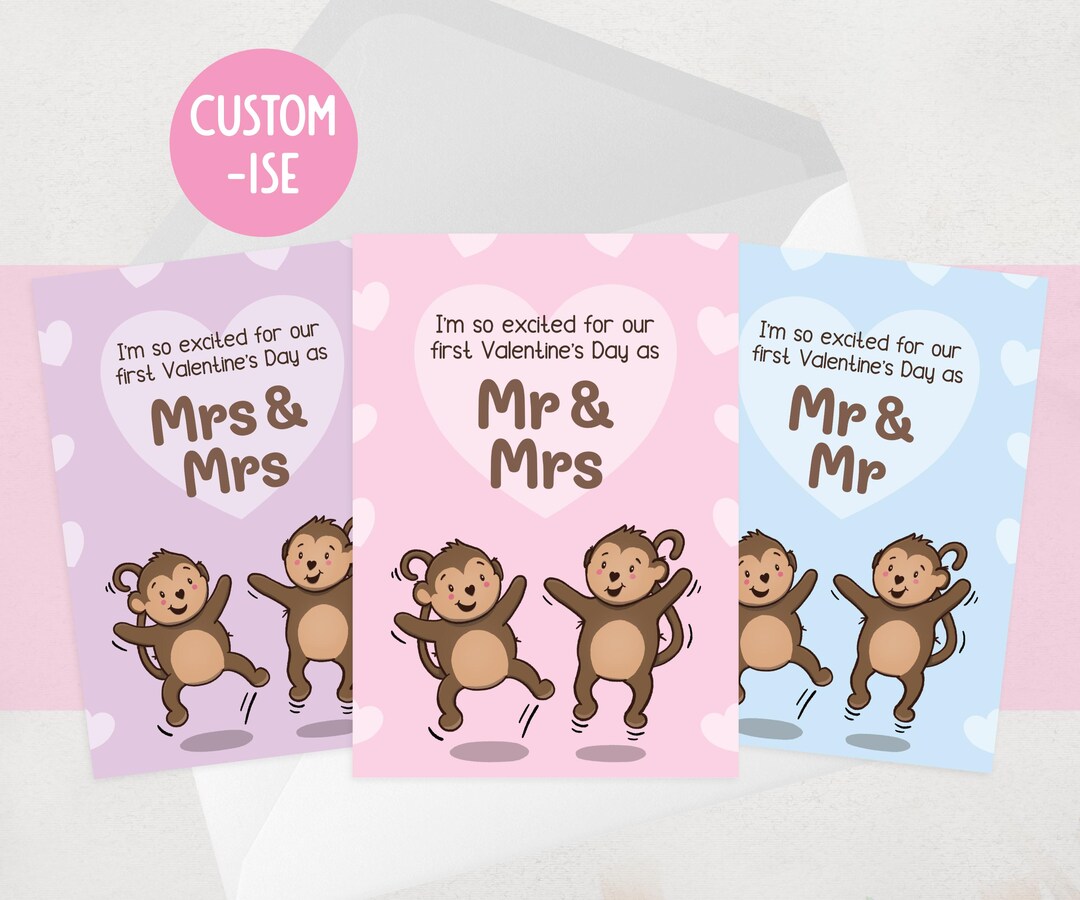 MR MRS First Valentine's Day Card Married for Husband, for Wife Cute