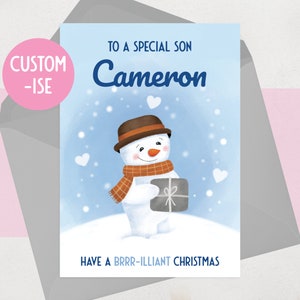 Carte de Noël pour fils - Carte de Noël pour fils - Carte de Noël personnalisée pour garçon