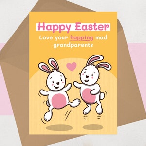 Carte de Pâques pour petits-enfants, pour petit-fils, pour petite-fille - Jolie carte de Pâques des grands-parents - Carte de Pâques drôle pour petits-enfants