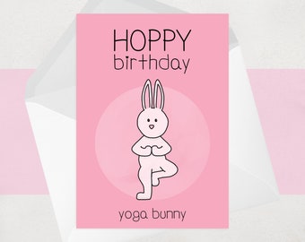 Yoga Birthday Card - Pilates - For her, mum, sister, friend - Funny, Cute Birthday Card and Gift Voucher