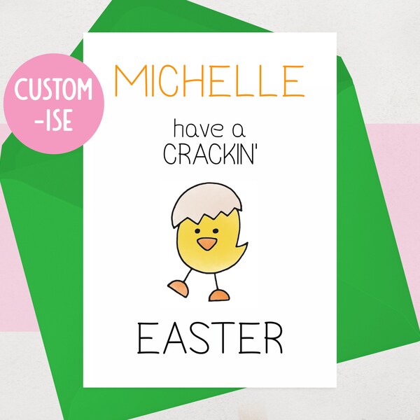 Funny Easter Card - Personalised - Chick, Chicken, Egg - For Children, Kids, Child, Friend, Grand Daughter, Grandson