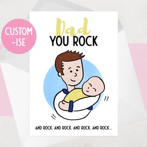Nouvelle carte papa | personnalisée Papa de bébé | Félicitations New Baby Funny | | de bébé à bascule Vous vous | bercez Illustration