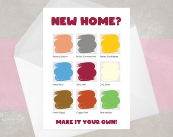 Funny New Home Card | Cheeky Moving House Card | Moving In Card with Gift Voucher | Rude Fun Paint Swatches