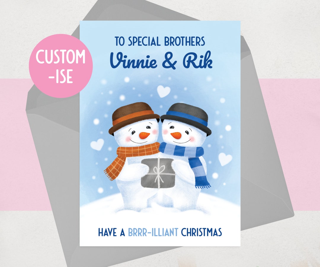 Brothers Christmas Card Twins, Twin Boys, Sons, Grandsons, Nephews Xmas Card Personalised