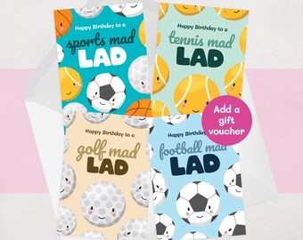 Sport Birthday Card For Him: Football, Golf, Tennis Birthday Gift for Sports Lover