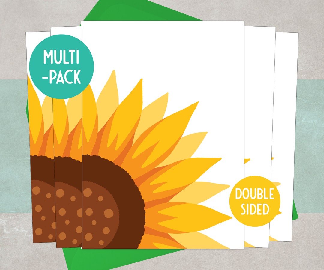 Sunflower Note Cards: Blank A6 Floral Cards With Green Envelopes - Etsy ...