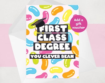 First Class Degree Graduation Card: Clever Bean, 1st Class Congratulations