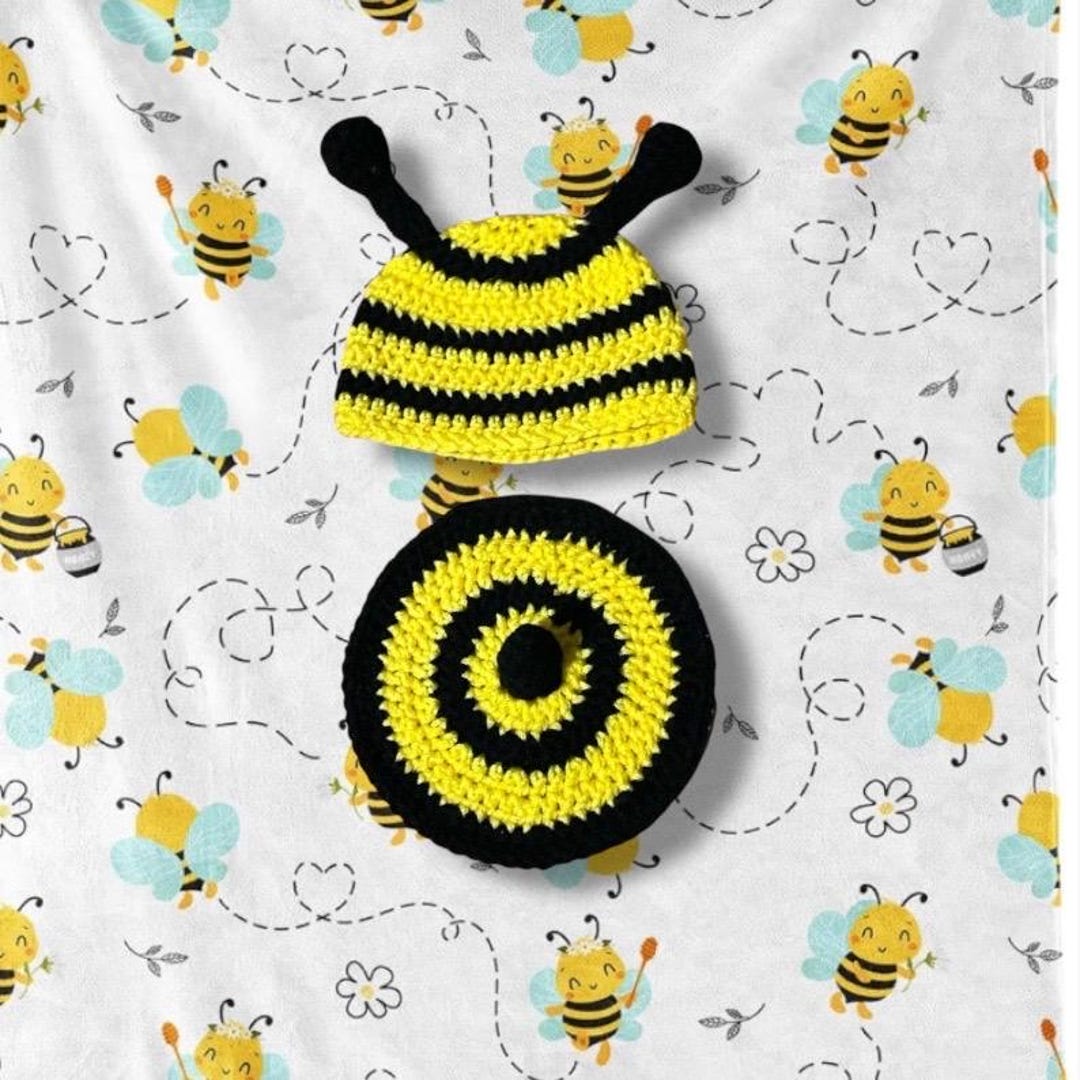 Newborn Bumble Bee Hat and Diaper Topper Photo Prop Set - Etsy