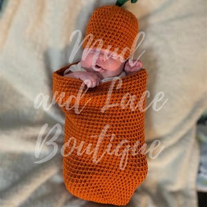 Newborn baby carrot crochet costume crochet cocoon