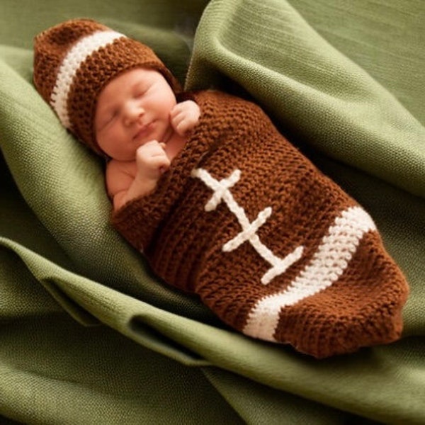 Football newborn costume crochet cocoon
