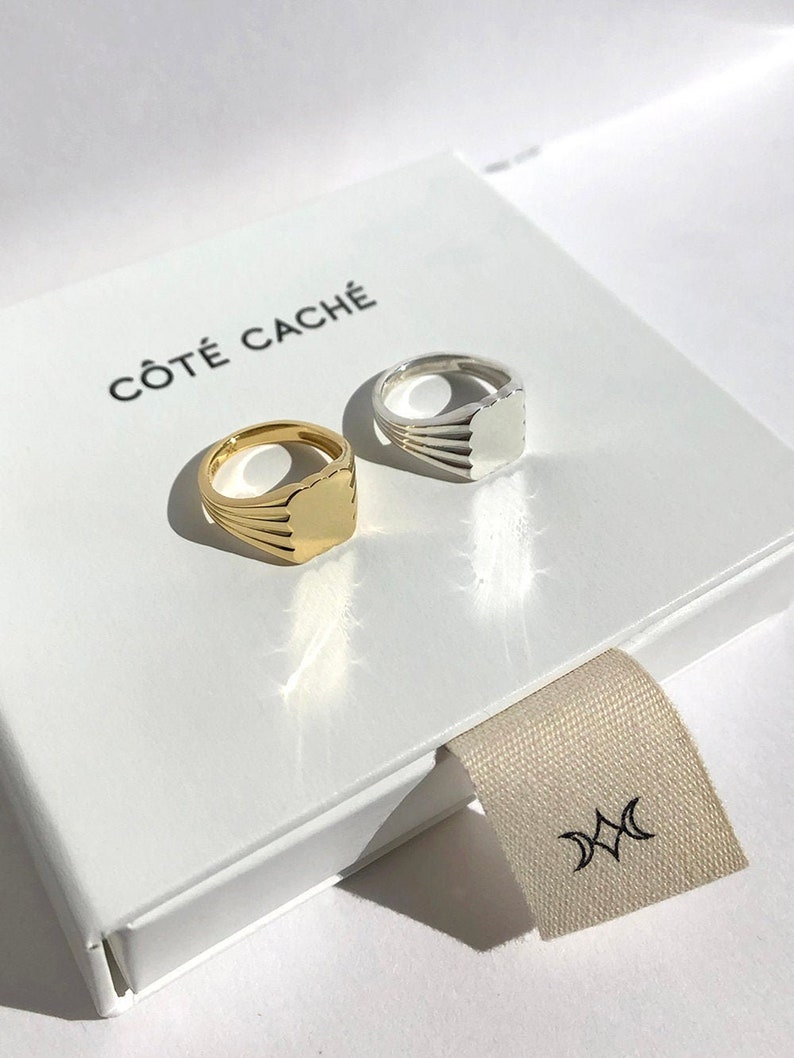 Cloud Pinky Signet Ring Engraving Sterling Silver Côté  Etsy