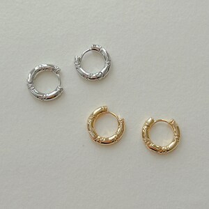 Silver Textured Small Huggie Hoop Earrings, Silver Hoop, Twist Hoop ...