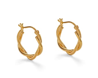 Relaxed Braid Gold Hoop Earrings, Gold Vermeil on Sterling Silver, Côté Caché, Spiral hoop, Twist hoop, Creole earrings, Gold earrings