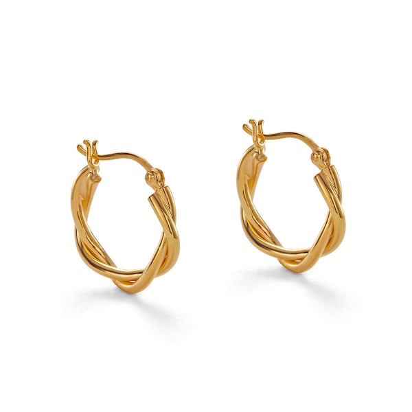 Relaxed Braid Gold Hoop Earrings, Gold Vermeil on Sterling Silver, Côté Caché, Spiral hoop, Twist hoop, Creole earrings, Gold earrings