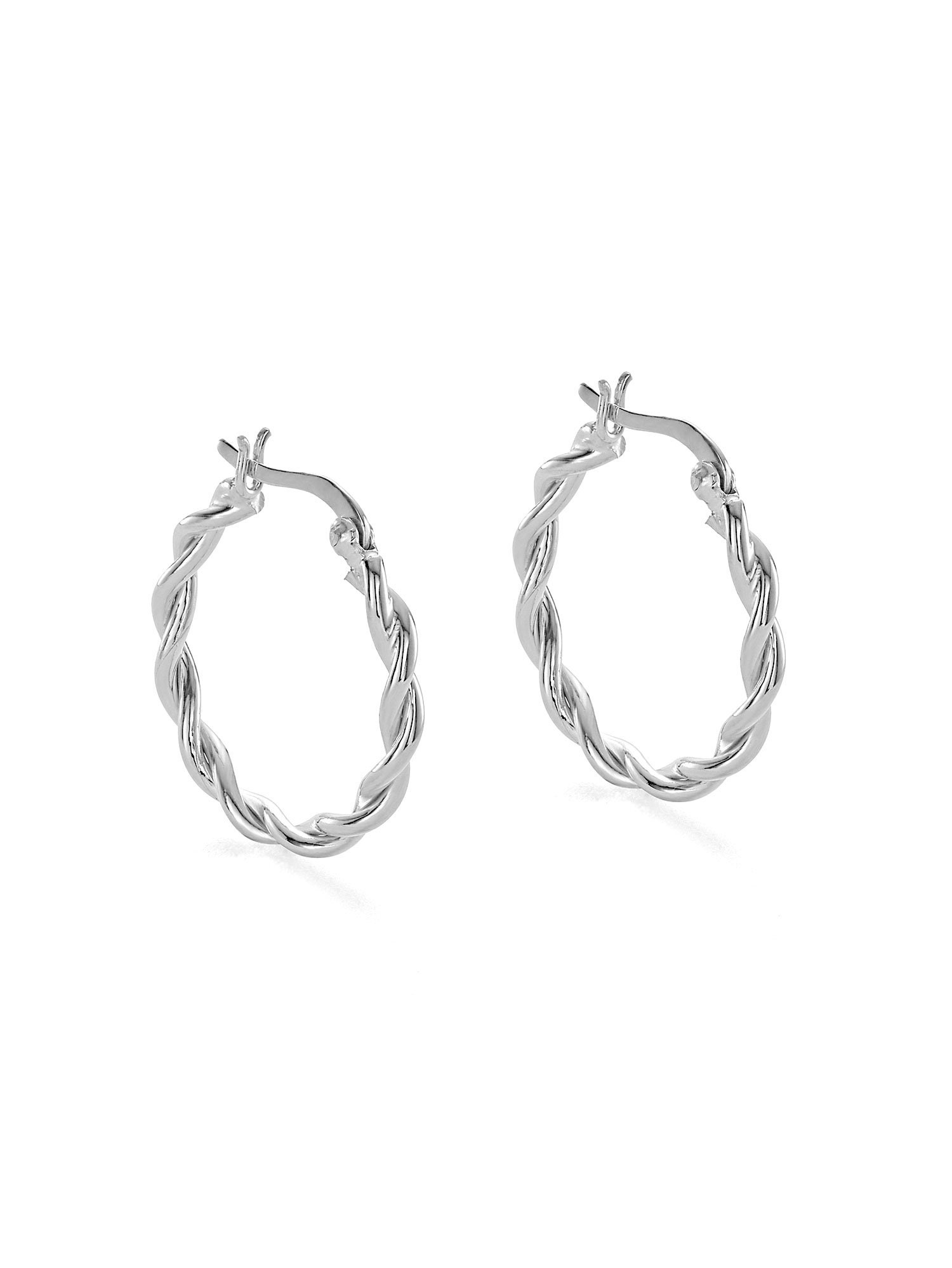 Vintage Sterling Silver Braided Hoop Earrings, 80s Silver Hoops for Her