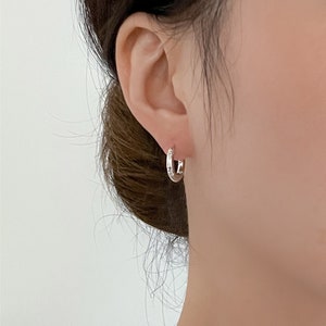 Silver Textured Small Huggie Hoop Earrings, Silver Hoop, Twist Hoop ...
