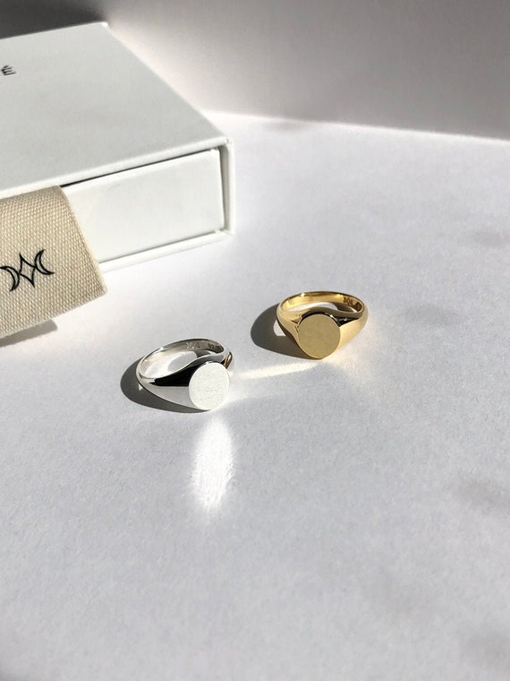 U*G様 oval pinkie ring W OVY Silver Oval Signet Ring Stainless Steel Blank Pinky Ring | eBay