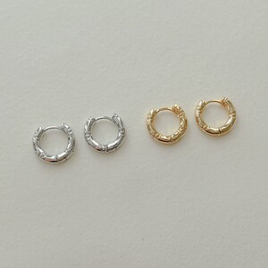 Silver Textured Small Huggie Hoop Earrings, Silver Hoop, Twist Hoop ...