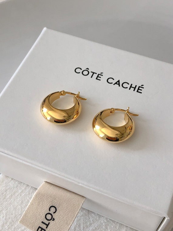 Gold Chunky Droplet Earringsmedium, Gold Vermeil on Sterling Silver, Côté  Caché, Gold Hoop Earrings, Simple Hoop, Creole Earrings - Etsy