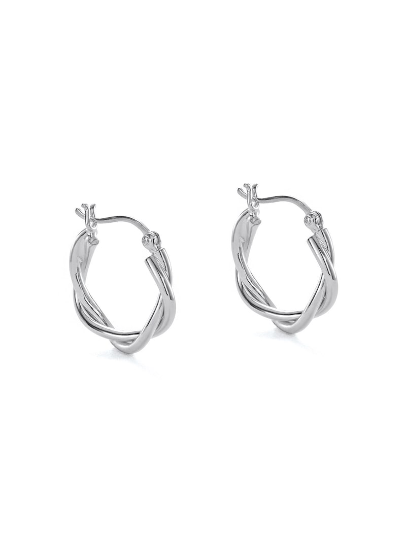 Relaxed Braid Silver Hoop Earrings Sterling Silver Côté Etsy