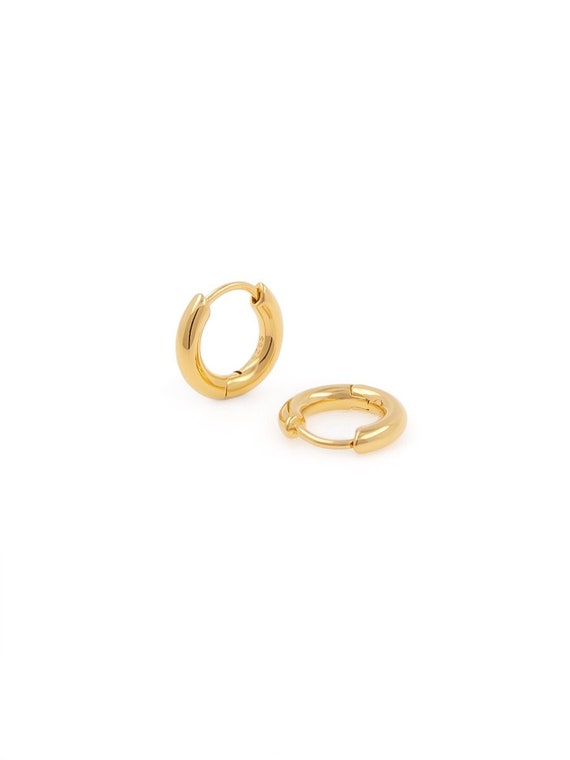 Bold Huggie Hoop Earrings 18ct Gold Plate on Sterling Silver