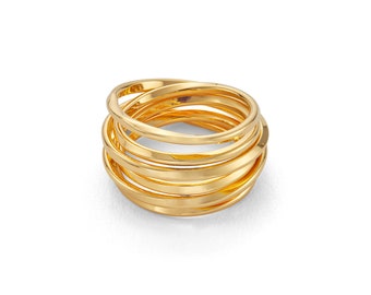 Spiral Ring, 18ct Gold on Sterling Silver, Côté Caché, Womens silver ring, Chunky ring, Unusual gold ring, Unique ring