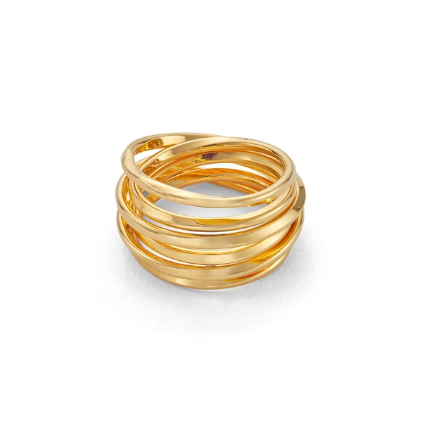 Spiral Ring, 18ct Gold on Sterling Silver, Côté Caché, Womens silver ring, Chunky ring, Unusual gold ring, Unique ring