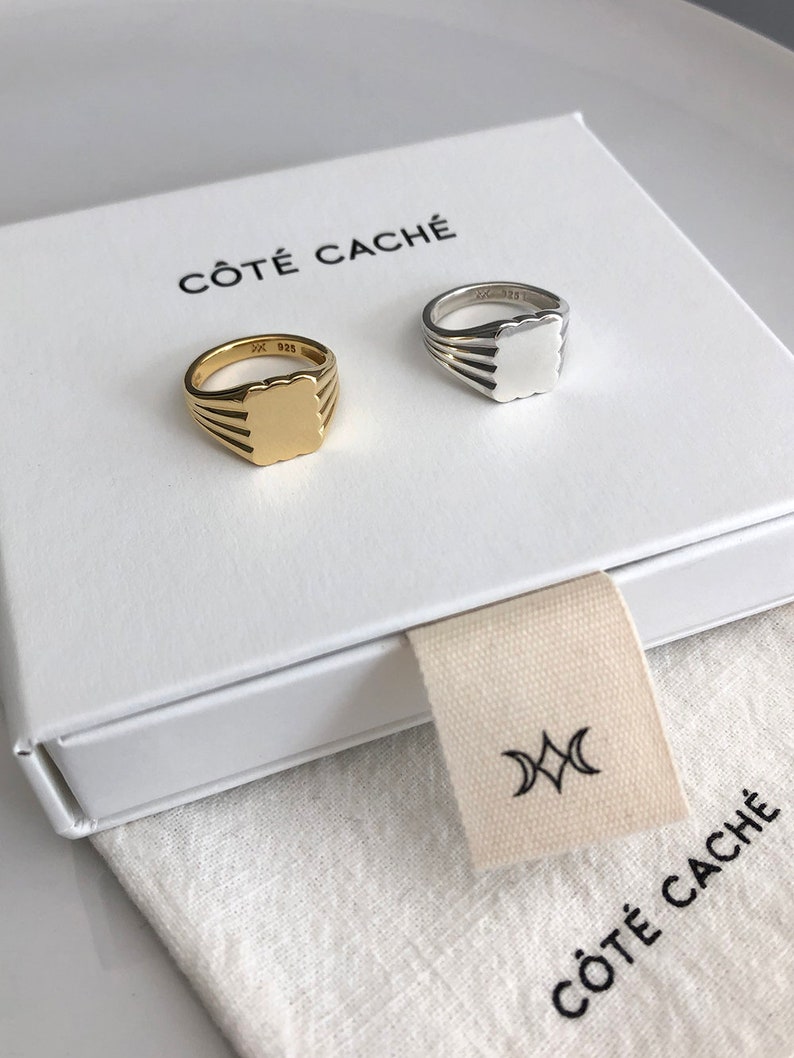 Cloud Pinky Signet Ring Sterling Silver Côté Caché Classic  Etsy