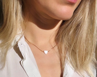 Mother of Pearl Heart Necklace // Mother of Pearl Necklace // Heart Necklace // Mother of Pearl Love Necklace