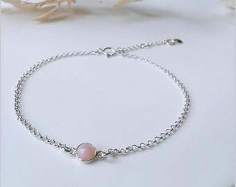 Pink Opal Chain Bracelet // Tiny Pink Opal Sterling Silver Bracelet // Opal Chain Bracelet // Dainty Gemstone Bracelet //  Opal Bracelet