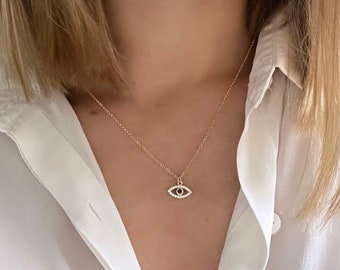 Gold Evil Eye Necklace // Cubic Zirconia Evil Eye Necklace // Gold Filled  Evil Eye Necklace // Gold Vermeil Evil Eye Necklace //